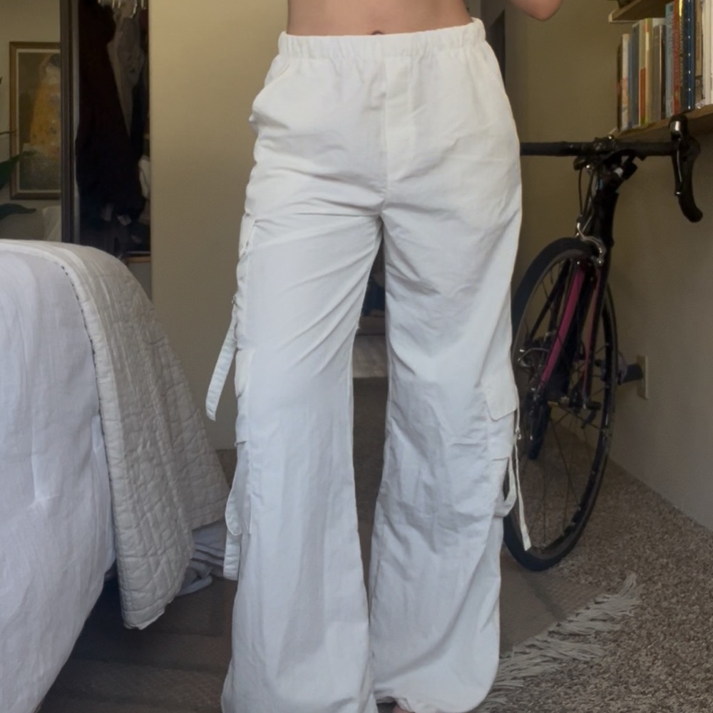 Zara White Wide Leg Pants High Waisted